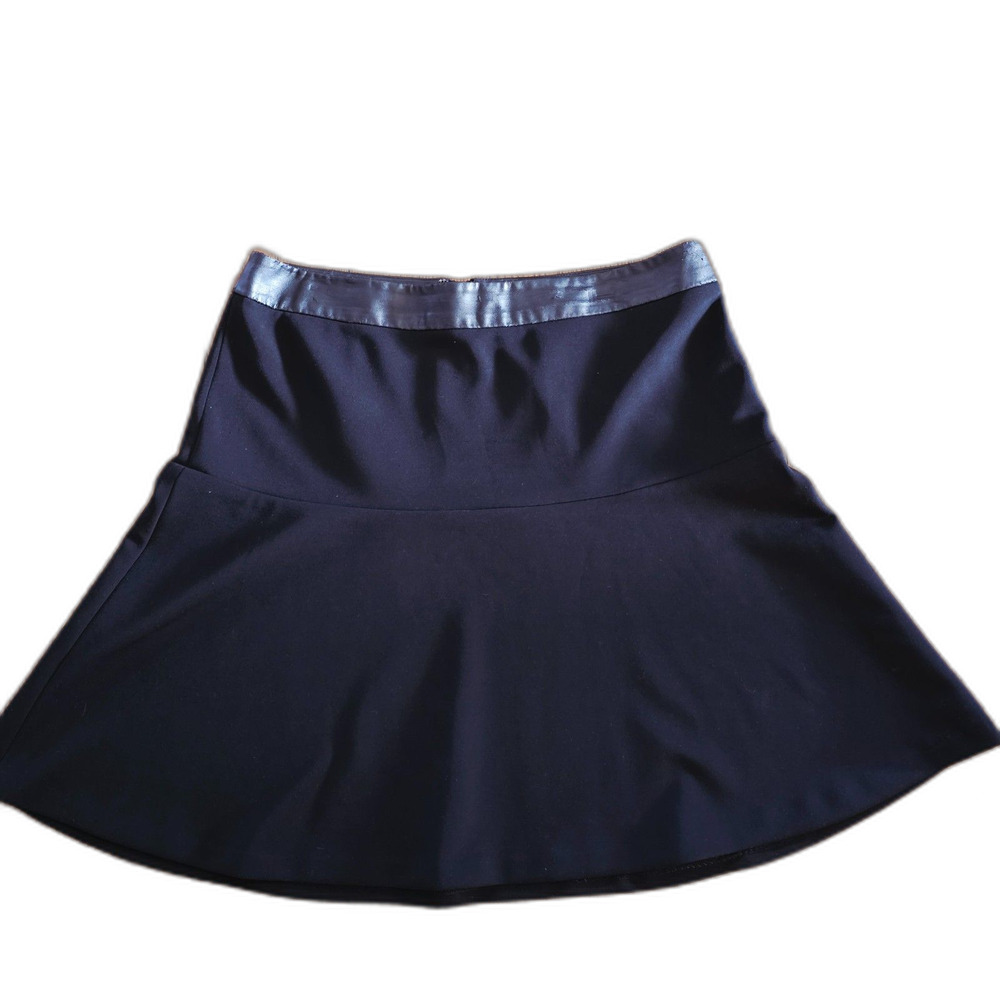 Ann Taylor Faux Leather Trim A-Line Skater Mini Skirt Size 4